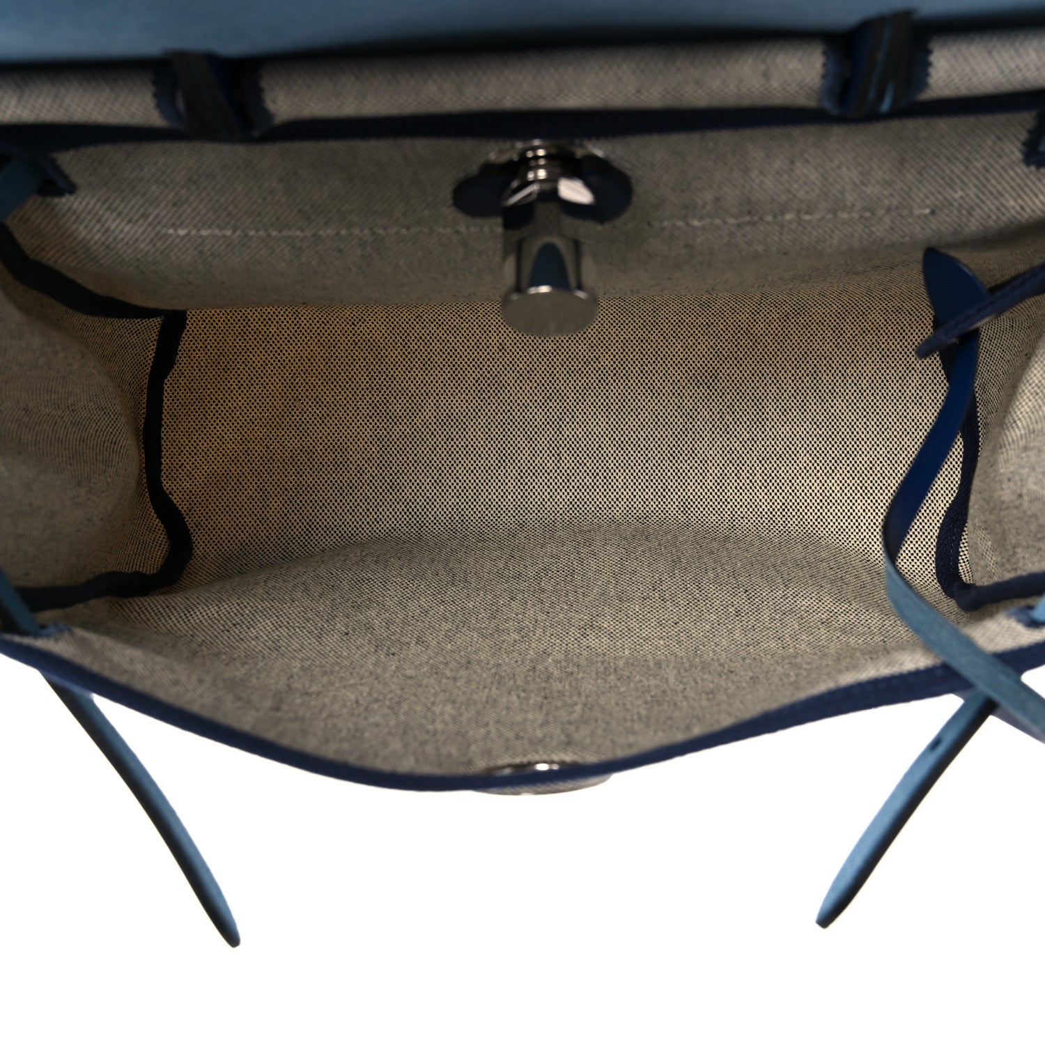 Hermes Vache Hunter Toile H Brides de Gala Herbag Zip Retourne 31 PM Bleu De France Ecru Black 6 of 18