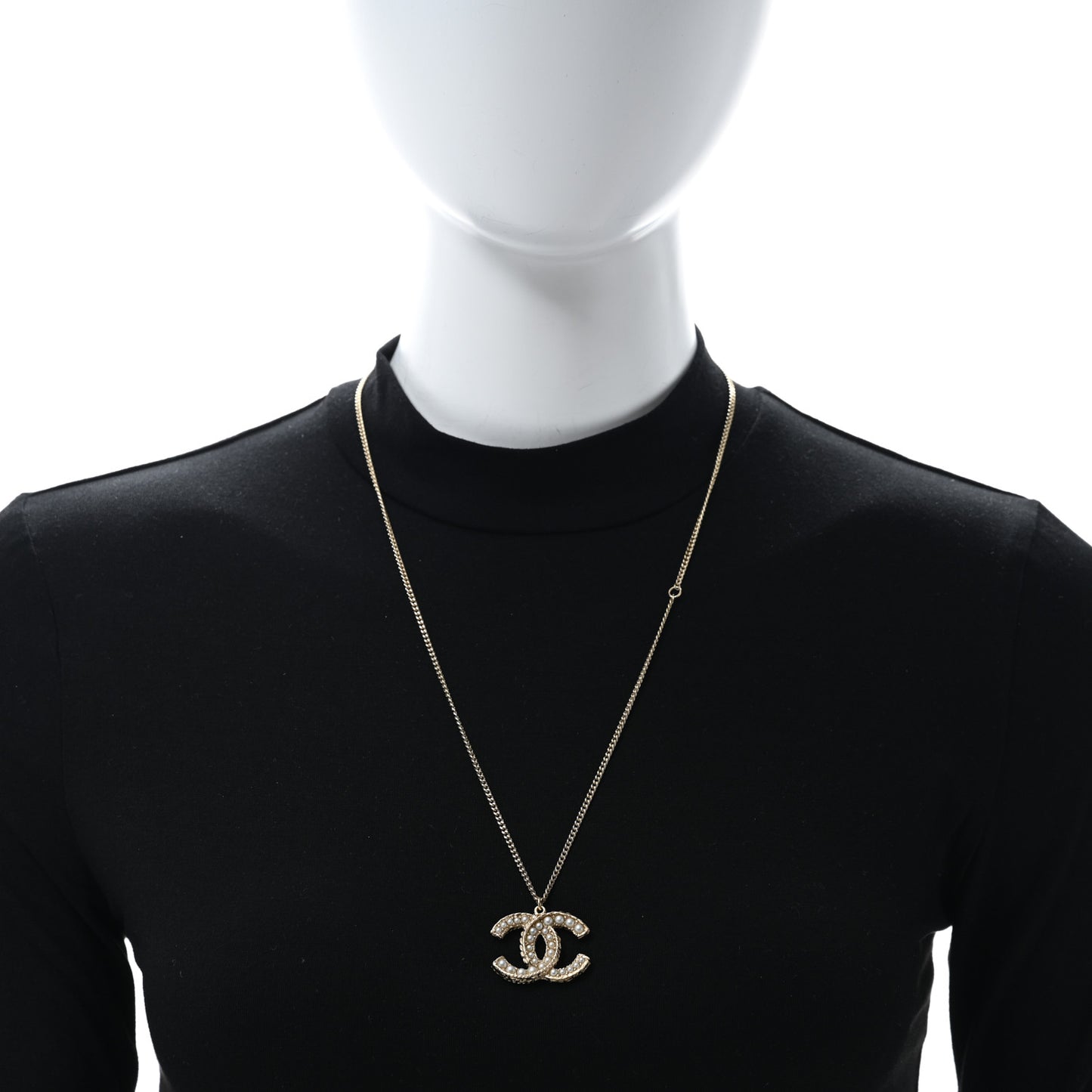 Pearl CC Pendant Necklace Gold