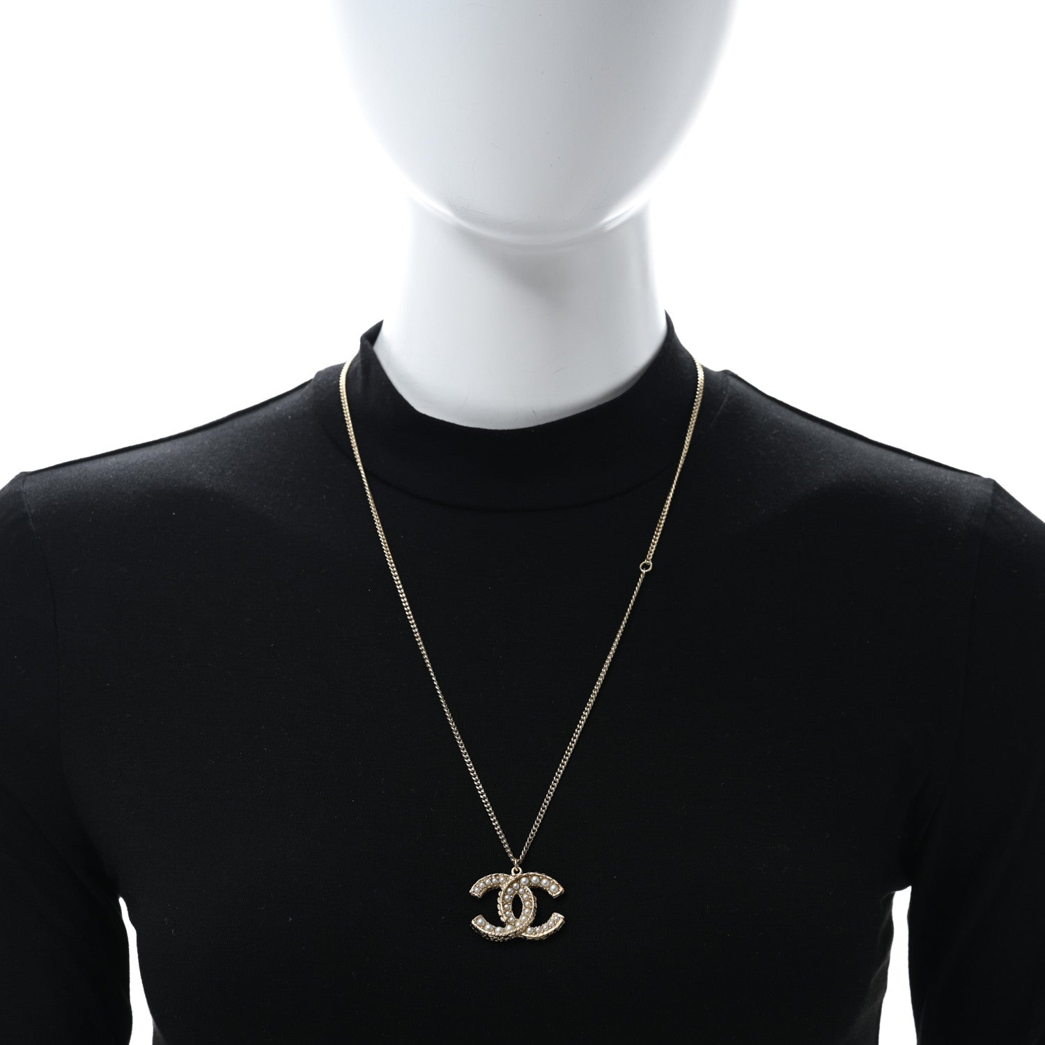 Chanel Pearl CC Pendant Necklace Gold 3 of 5