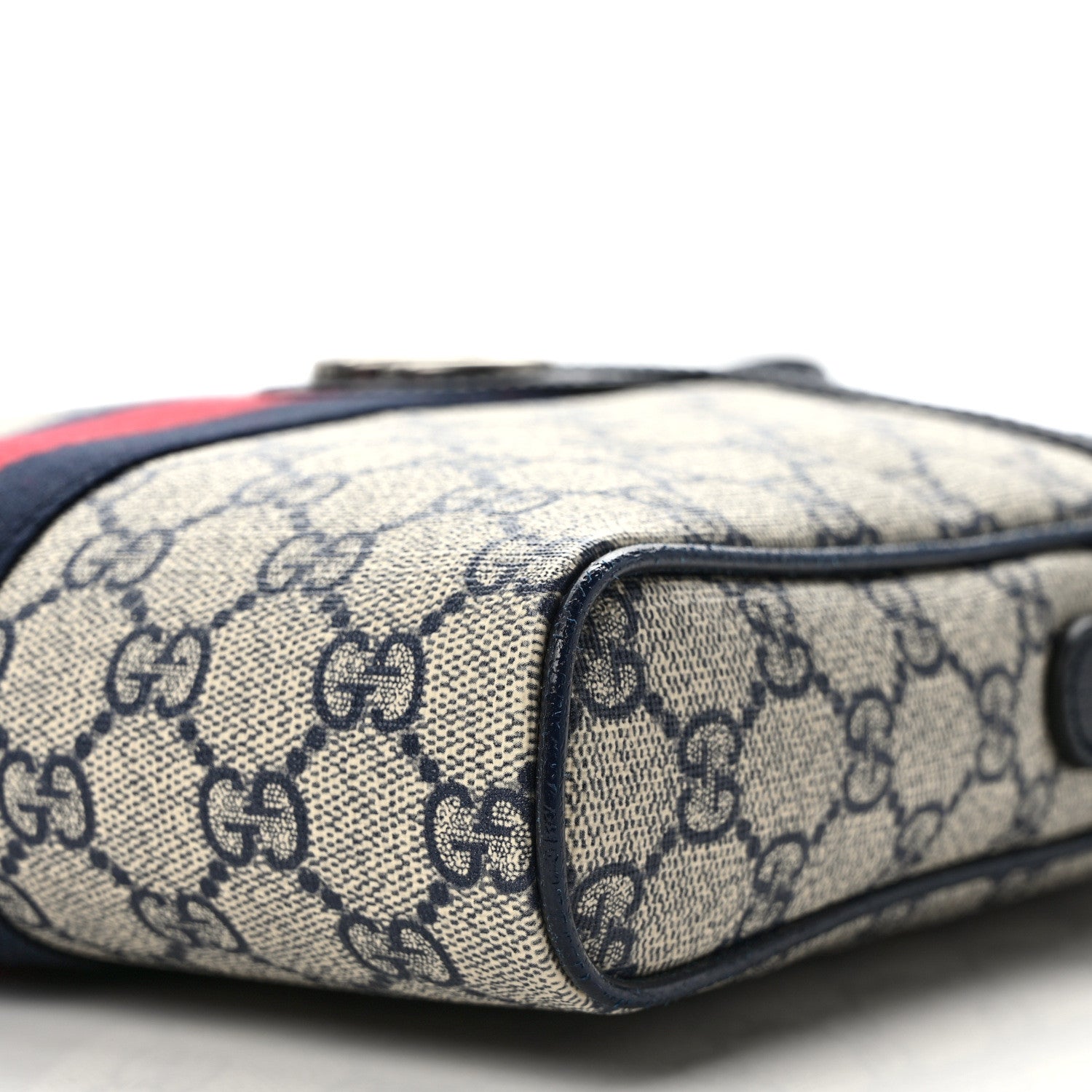 Gucci GG Supreme Monogram Textured Dollar Calfskin Web Small Ophidia Messenger Bag Beige Blue 9 of 11