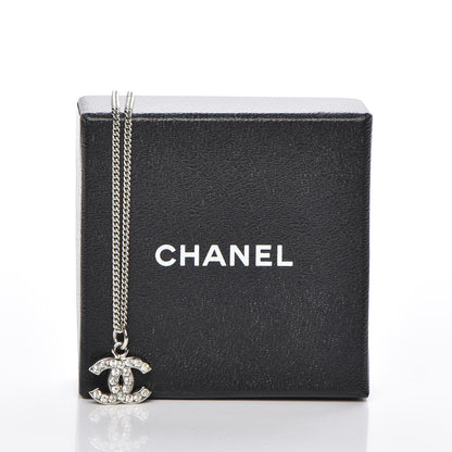 Chanel Crystal Timeless CC Necklace Silver 5 of 5