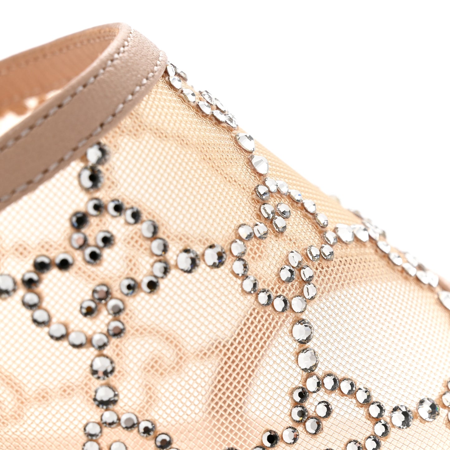 Tela Retino Kid Scamosciato Crystal GG Monogram Square Demi Mule Sandals 37 Light Pink