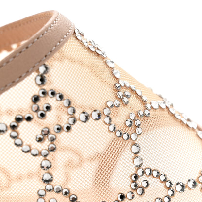 Gucci Tela Retino Kid Scamosciato Crystal GG Monogram Square Demi Mule Sandals 37 Light Pink 9 of 9