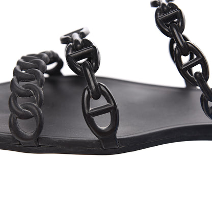 Hermes Rubber Chaine d'Ancre Rivage Sandals 37 Black 8 of 10