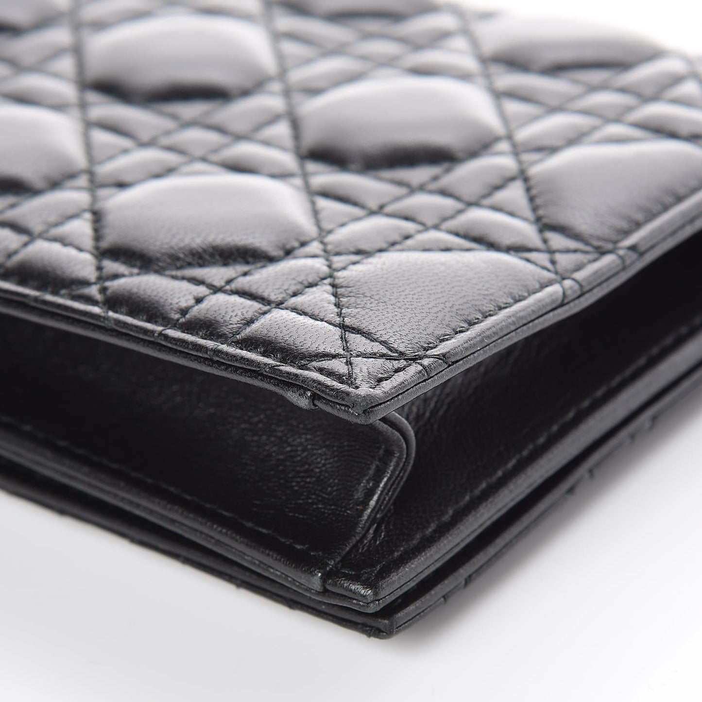 Lambskin Cannage Lady Dior Convertible Clutch Black