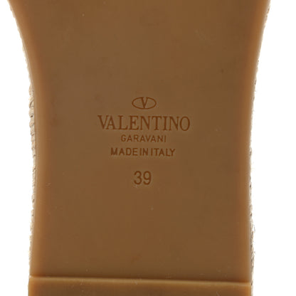 Valentino Garavani Canvas Leopard Print Rockstud Ankle Wrap Espadrille Flatform Sandals 39 Brown 6 of 8