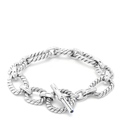 David Yurman Sterling Silver Blue Sapphire 9.5mm Cushion Link Bracelet 3 of 4