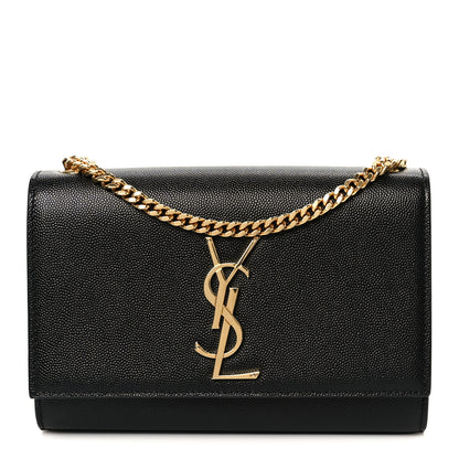 Saint Laurent Grain De Poudre Small Monogram Kate Satchel Black 1 of 11