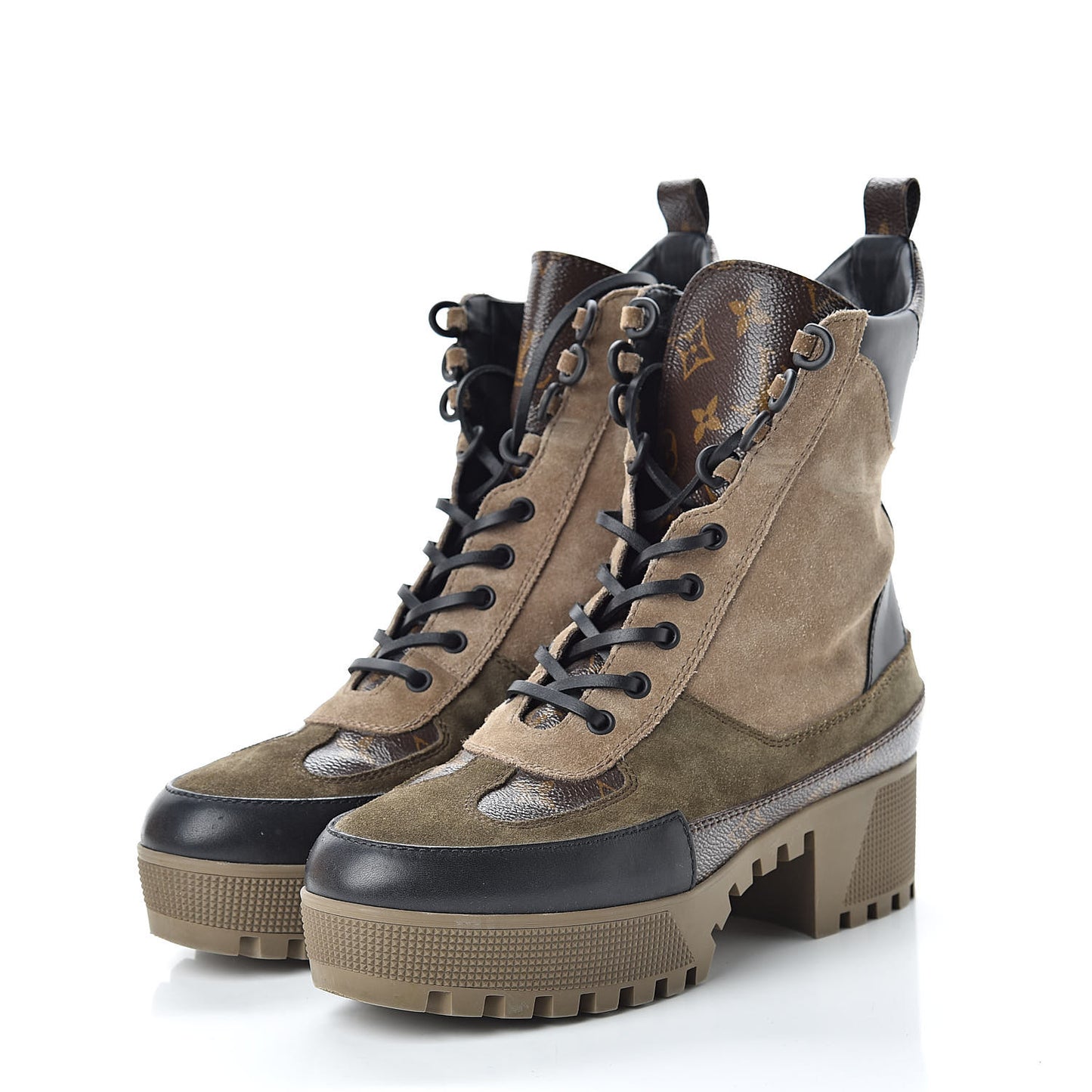 Suede Calfskin Monogram Laureate Platform Desert Boots 40 Beige