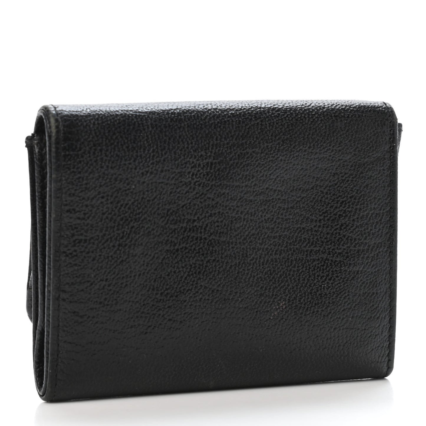 Goatskin Compact CC Flap Wallet Black