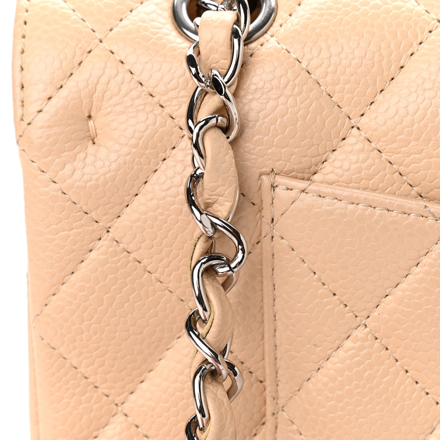 Chanel Caviar Quilted Medium Double Flap Beige 9 of 14