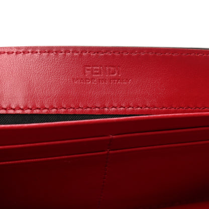 Fendi Vitello Cruise F is Fendi Bi-Color FF 1974 Embossed Continental Envelope Wallet On Chain Maya Black Fragola 6 of 9