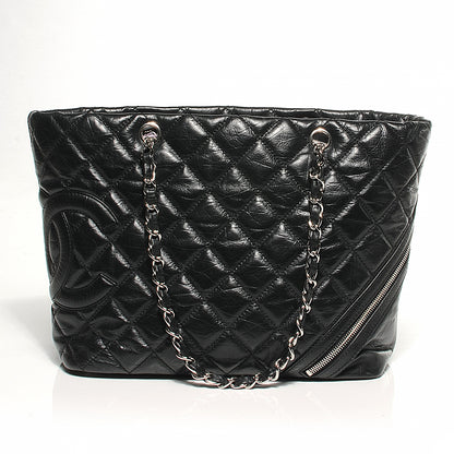 Chanel Leather Quilted Cotton Club Large Tote Black 1 of 10