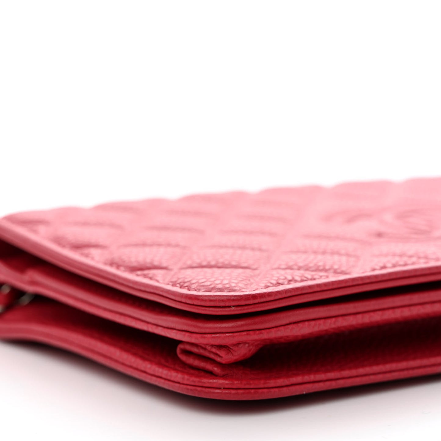 Caviar Quilted Diamond CC Wallet On Chain WOC Red