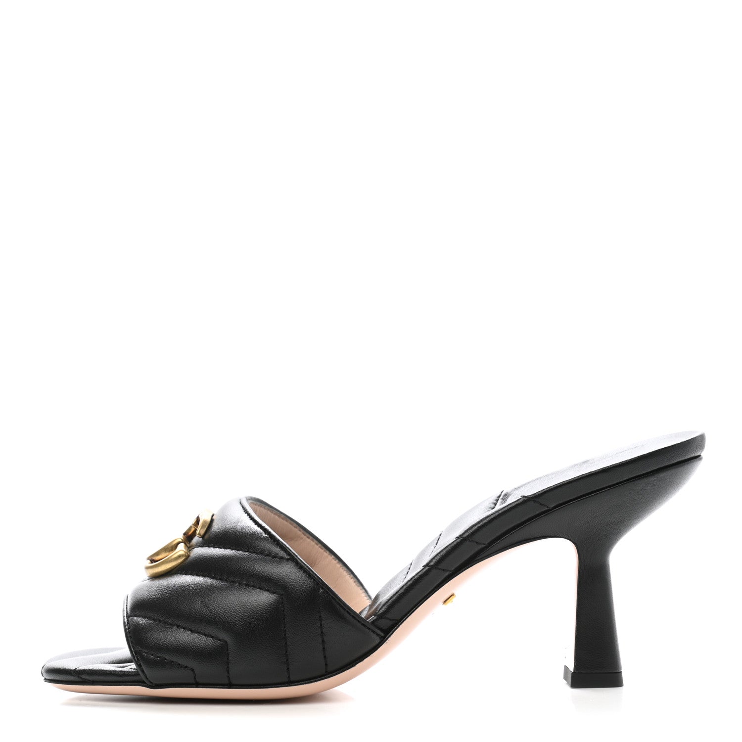 Gucci Nappa Matelasse GG Marmont 75mm Slide Sandals 39 Black 1 of 10