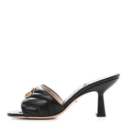 Gucci Nappa Matelasse GG Marmont 75mm Slide Sandals 39 Black 1 of 10