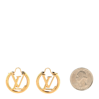 Louis Vuitton Metal Small Louise Hoop Earrings Gold 2 of 5