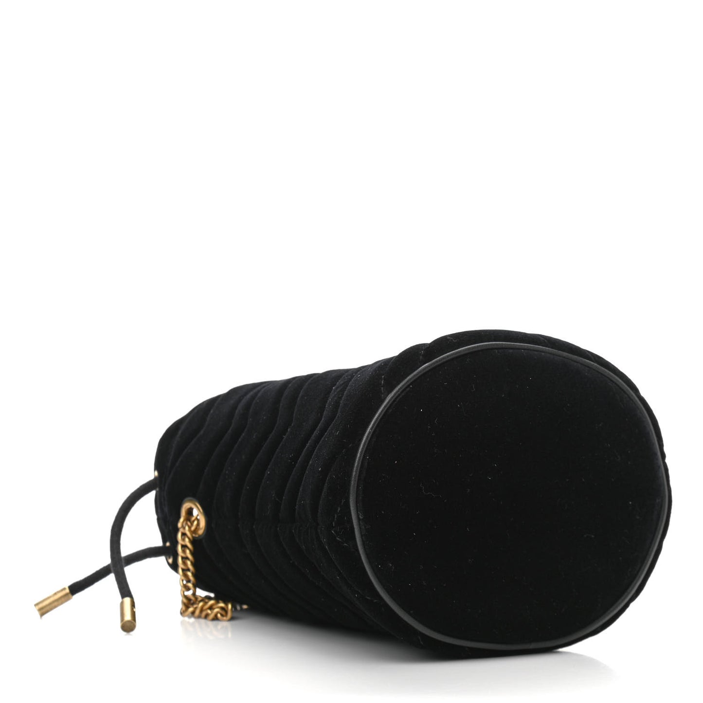 Velvet Matelasse Mini GG Marmont 2.0 Bucket Bag Black
