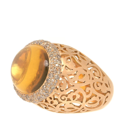 Pomellato 18K Rose Gold Champagne Diamond Amber Arabesque Dome Ring 52 6 4 of 5
