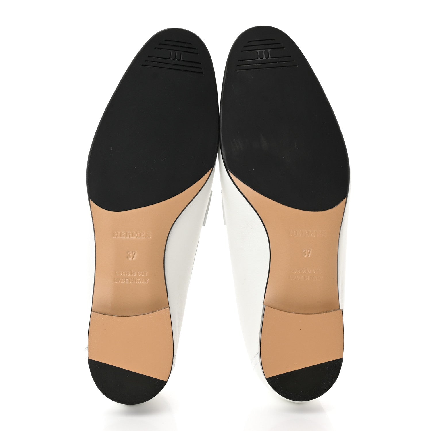 Hermes Calfskin Womens Royal Loafers 37 White 5 of 11