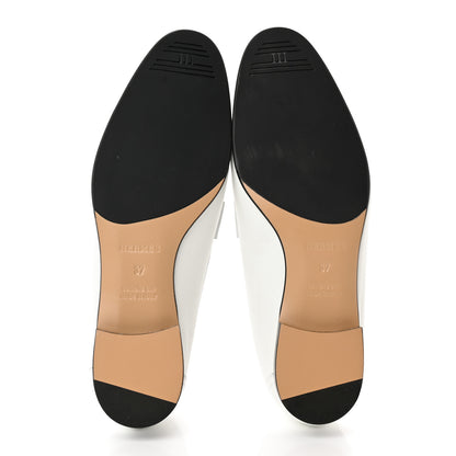 Hermes Calfskin Womens Royal Loafers 37 White 5 of 11