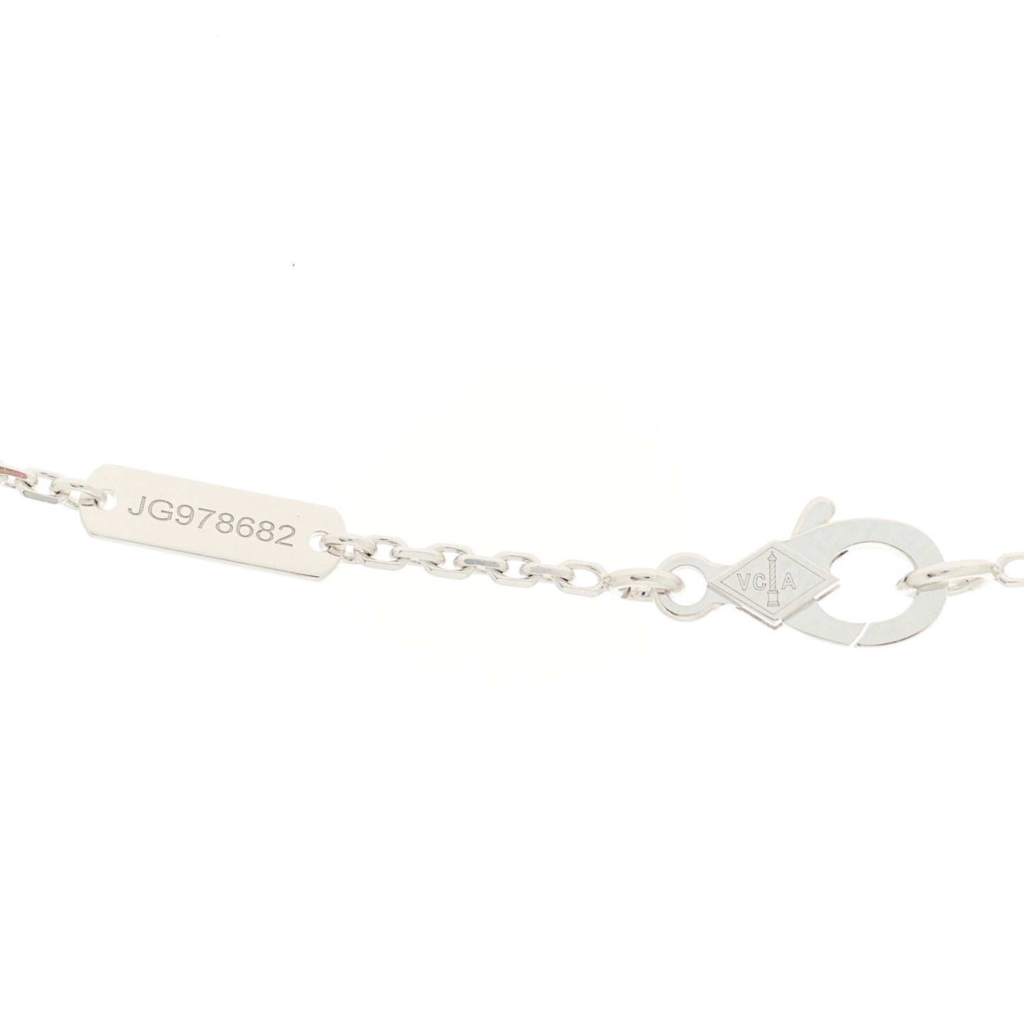 18K White Gold Guilloche Vintage Alhambra Pendant Necklace