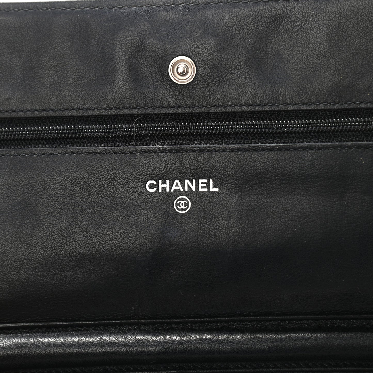 Distressed Patent Calfskin Quilted Reissue Wallet On Chain WOC Black
