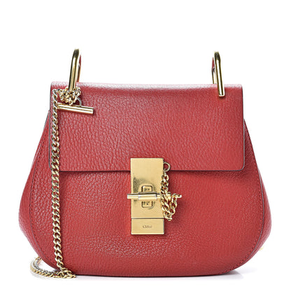 Chloe Grained Lambskin Mini Drew Shoulder Bag Plaid Red 1 of 19