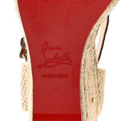 Christian Louboutin Calfskin Crocodile Embossed Amelia 90 Espadrille Wedges 39 Brown 6 of 7