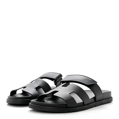 Hermes Calfskin Womens Chypre Sandals 40.5 Black 3 of 9