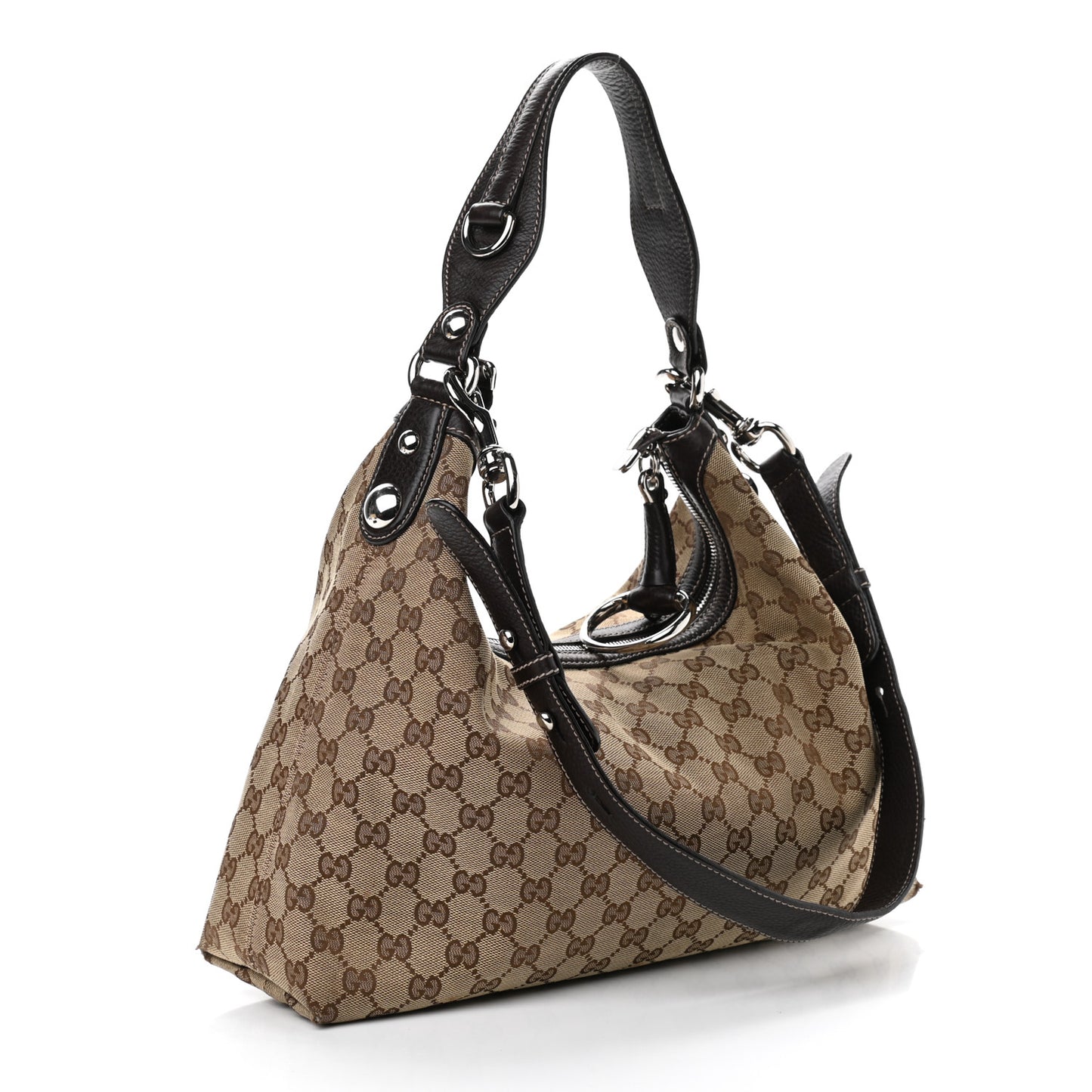 Monogram Medium Icon Bit Hobo Dark Brown