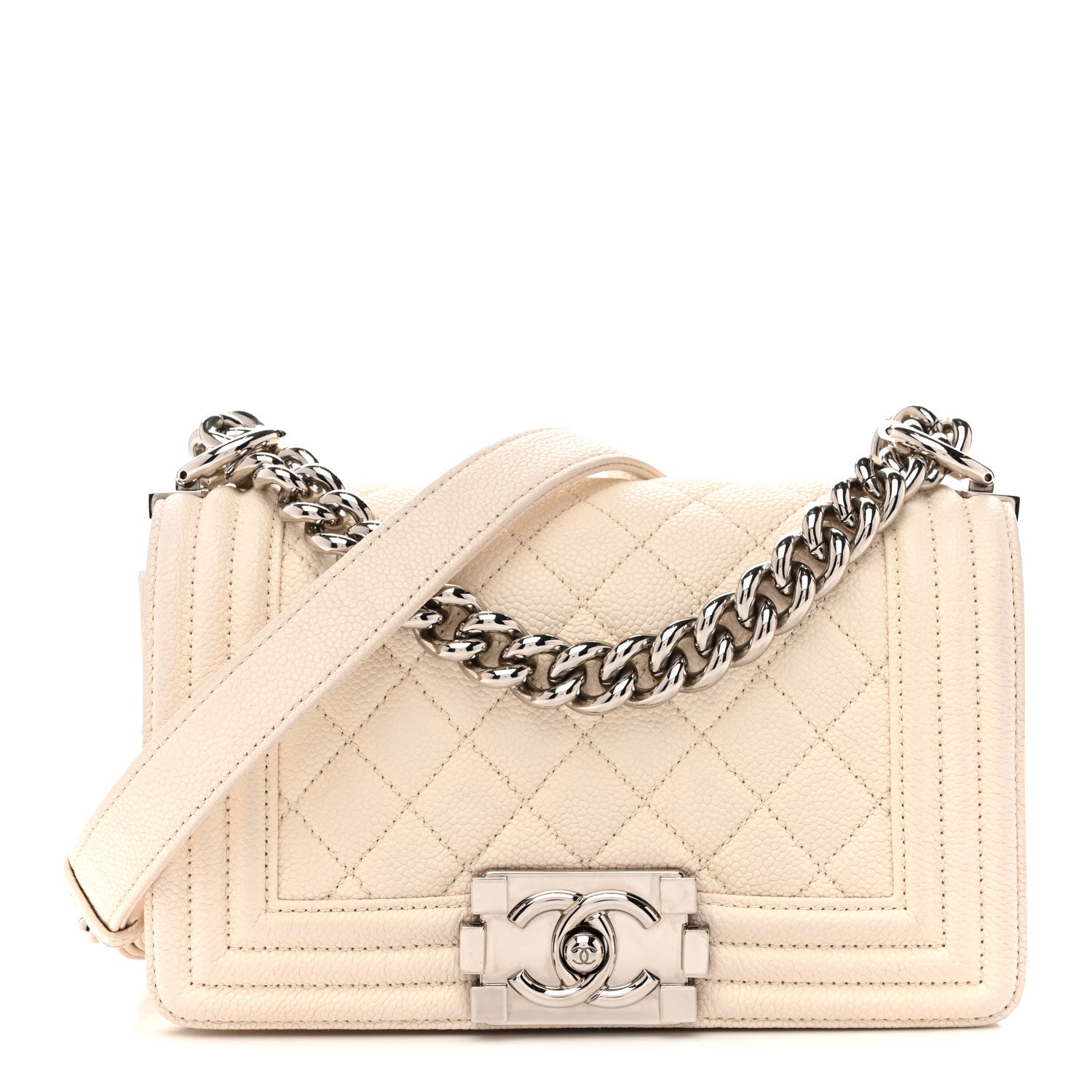 Chanel Caviar Quilted Small Boy Flap White 1 of 12