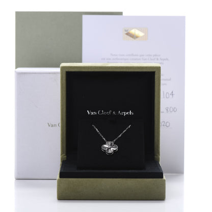 Van Cleef & Arpels 18K White Gold Diamond Guilloche Vintage Alhambra Pendant Necklace 6 of 6
