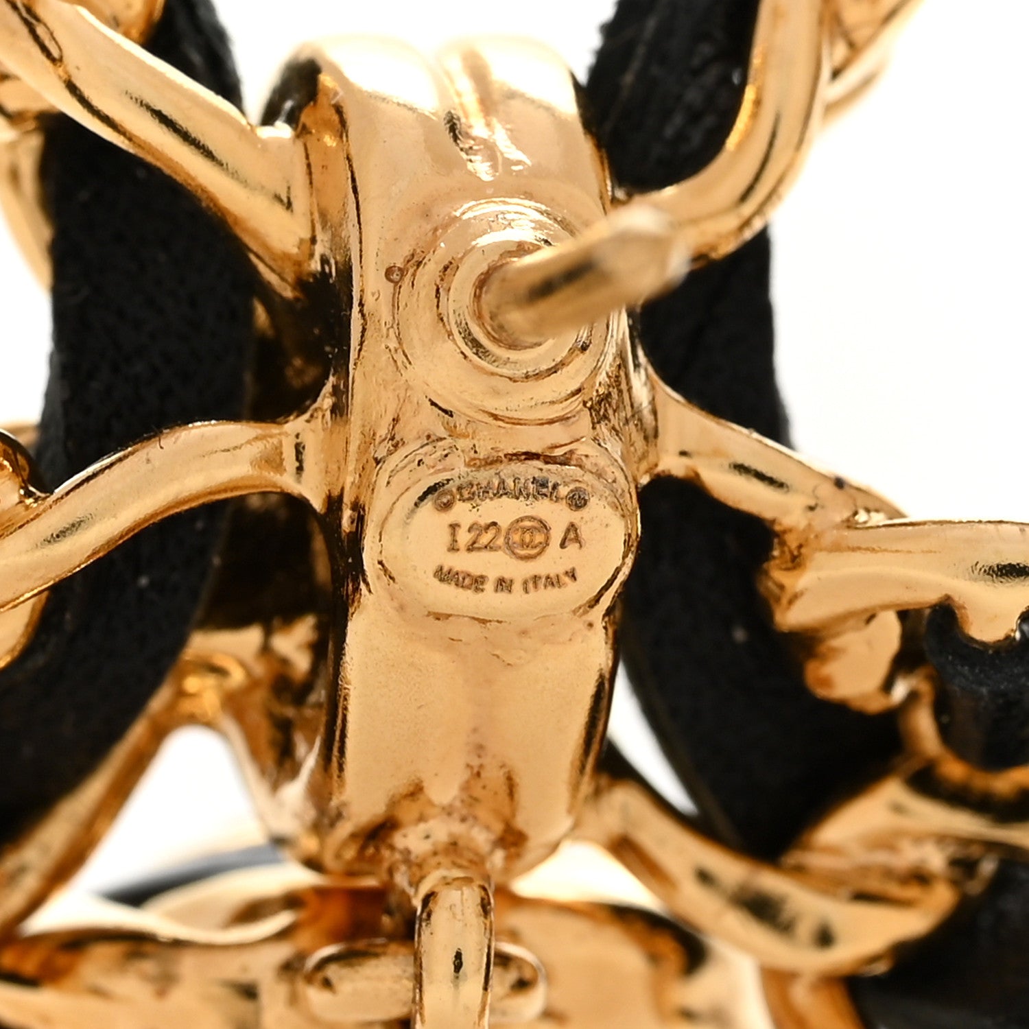Chanel Lambskin Chain CC Bow Brooch Gold Black 3 of 5
