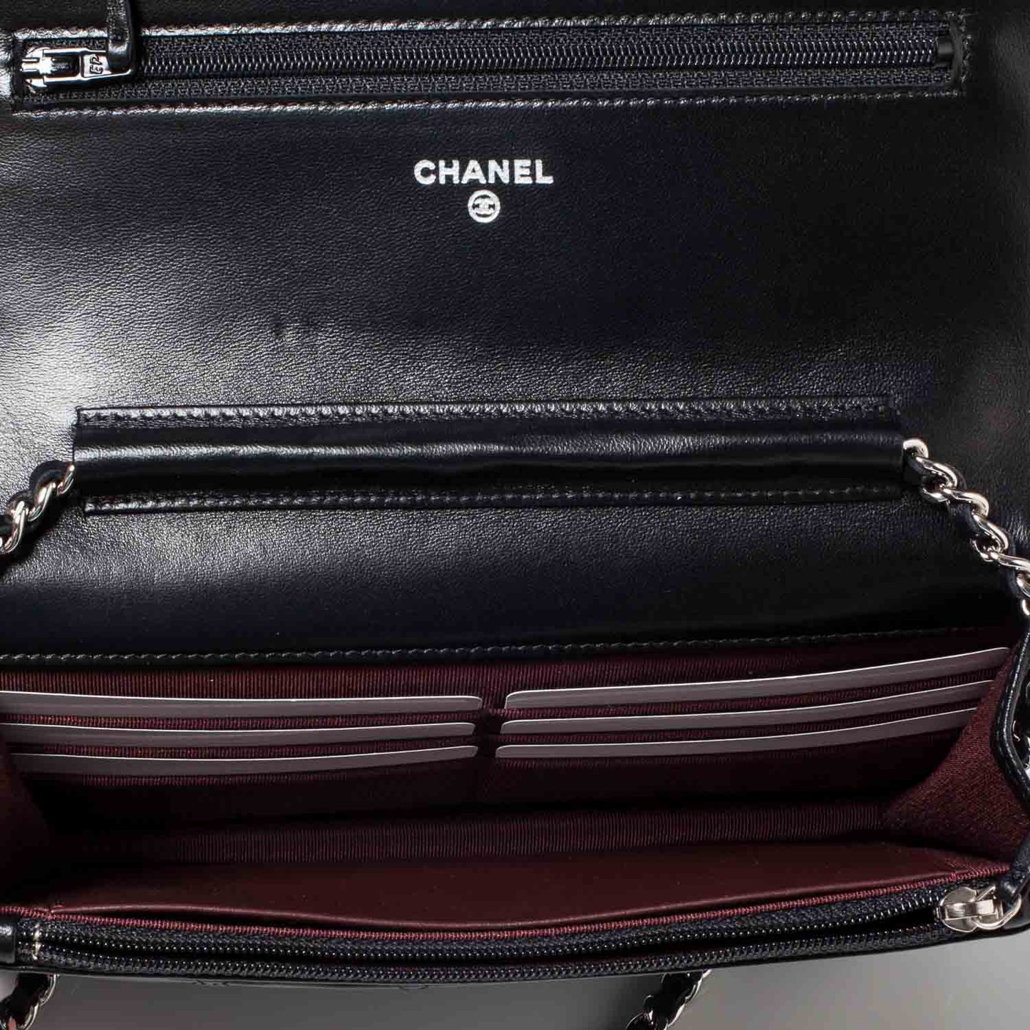 Lambskin Quilted Wallet On Chain WOC Black
