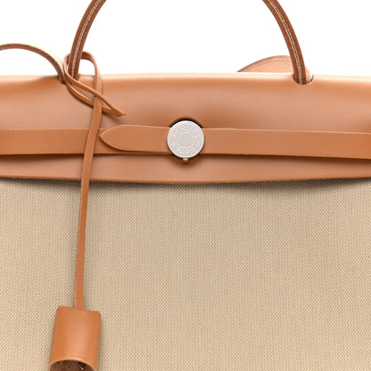 Hermes Military Toile Vache Hunter Herbag Zip Retourne 31 PM Beton Naturel 9 of 12