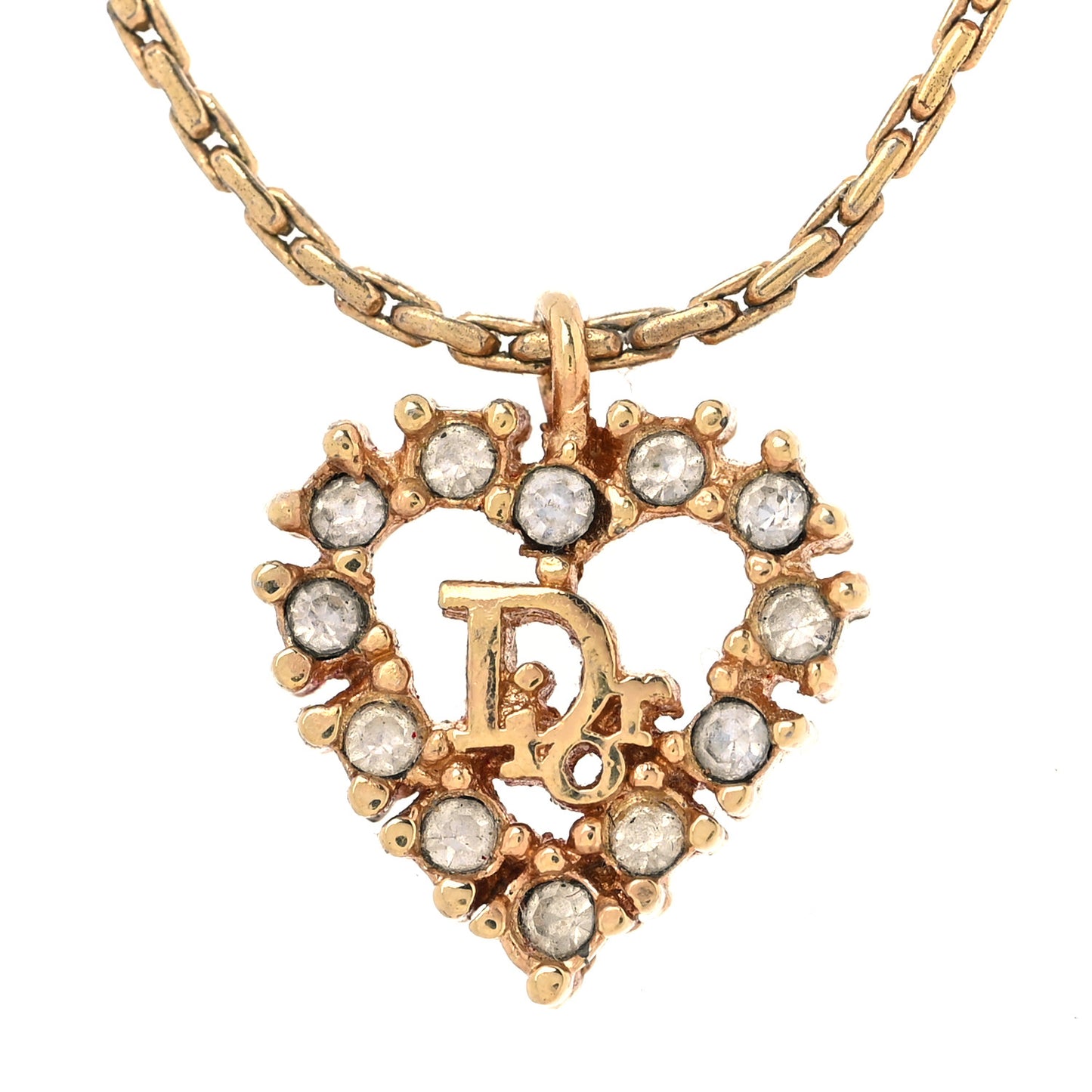 Crystal Heart Necklace Gold