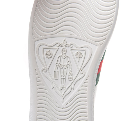 Gucci Calfskin Web Bee Embroidered Womens Ace Sneakers 38 White Green 7 of 9