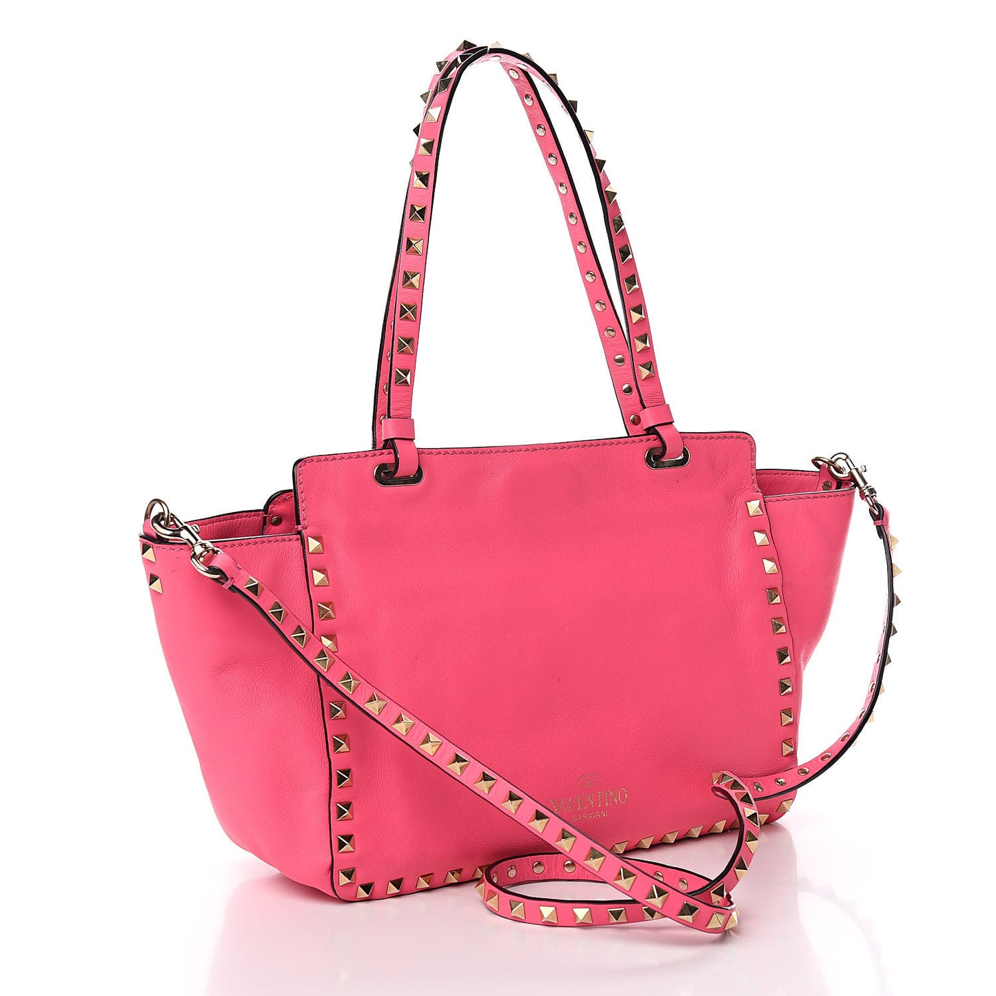 Vitello Small Rockstud Tote Fuxia Fluo