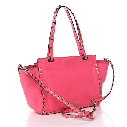 Valentino Garavani Vitello Small Rockstud Tote Fuxia Fluo 3 of 10