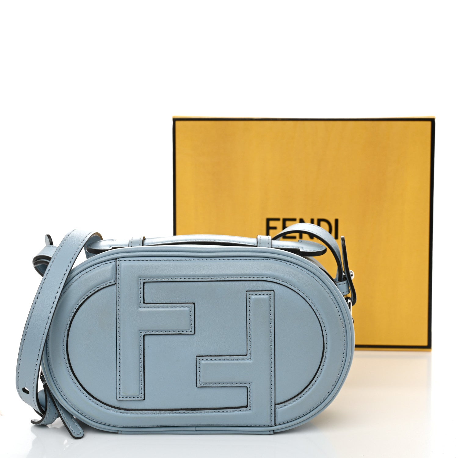 Fendi Vitello Grace Camoscio O'Lock Mini Camera Case Azzurro Baby 11 of 11