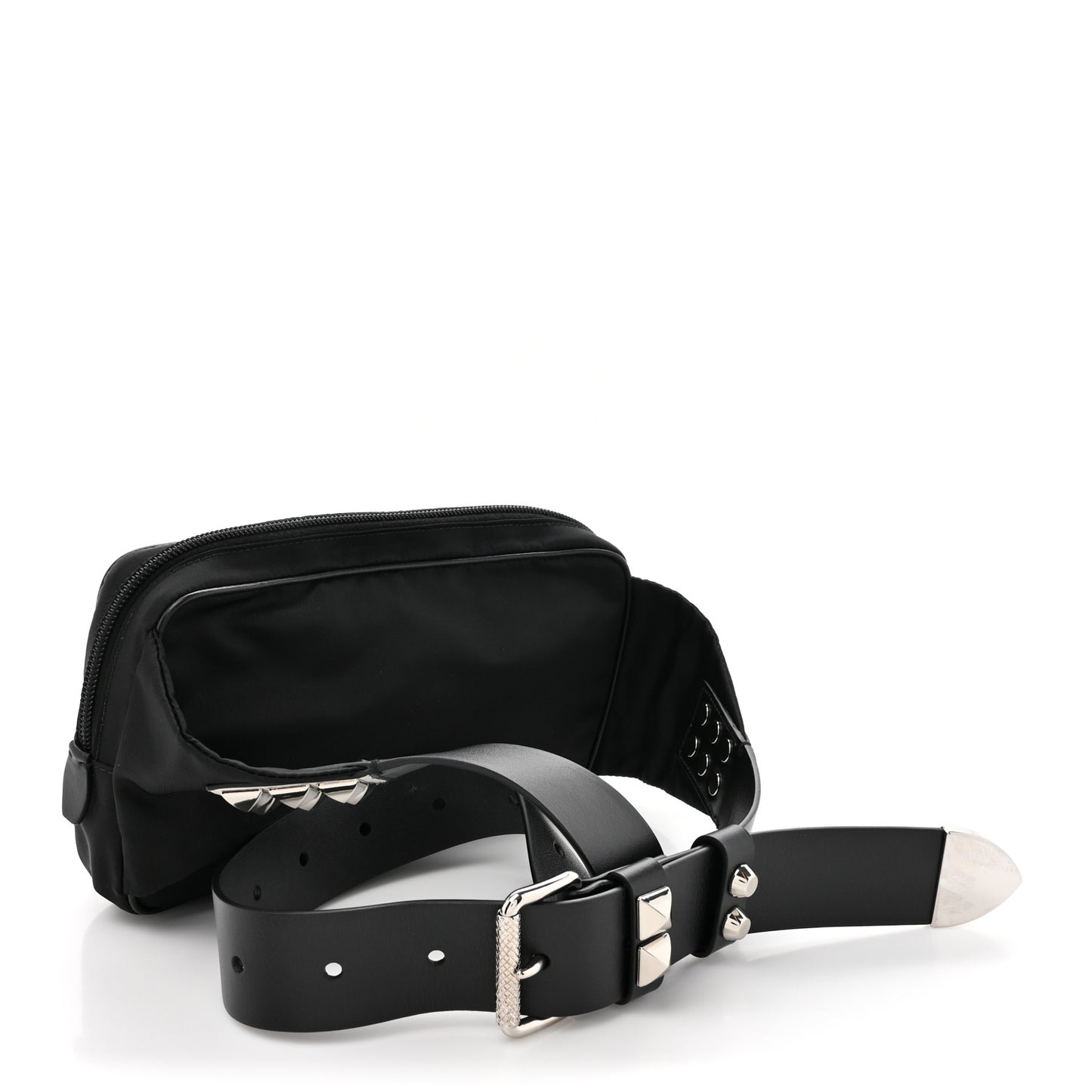 Tessuto Nylon Studded Belt Bag Black White