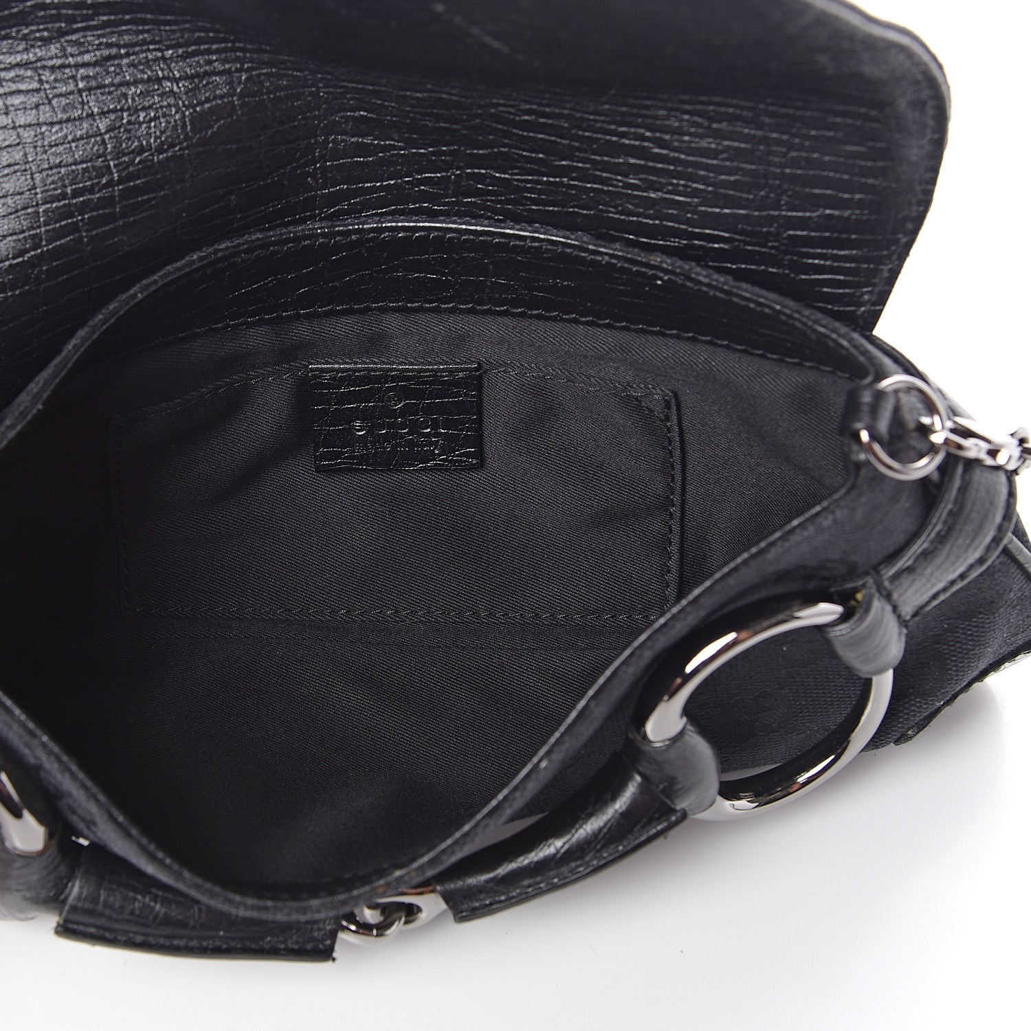 Gucci Monogram Horsebit Chain Clutch Black 4 of 8