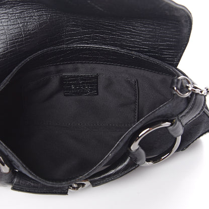 Gucci Monogram Horsebit Chain Clutch Black 4 of 8