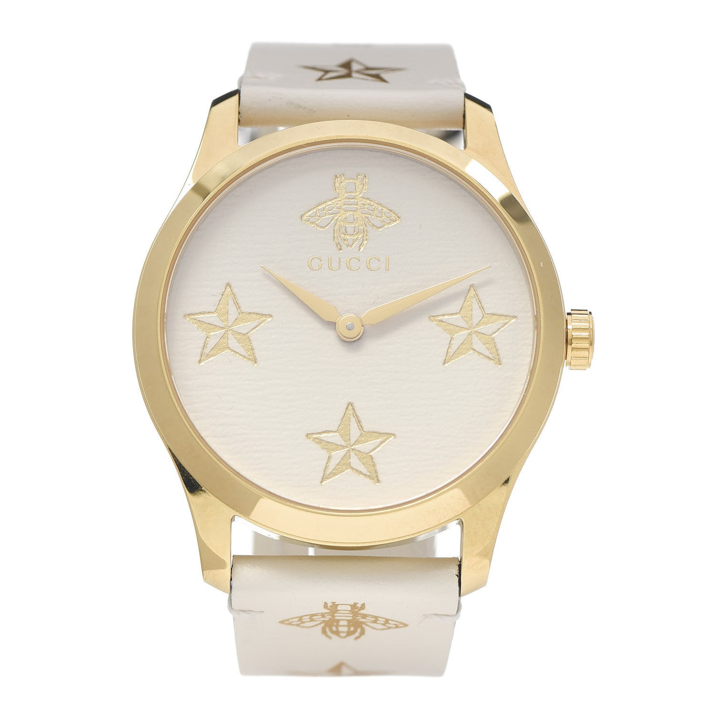 Stainless Steel Calfskin 38mm G-Timeless Bee Star Quartz Watch White