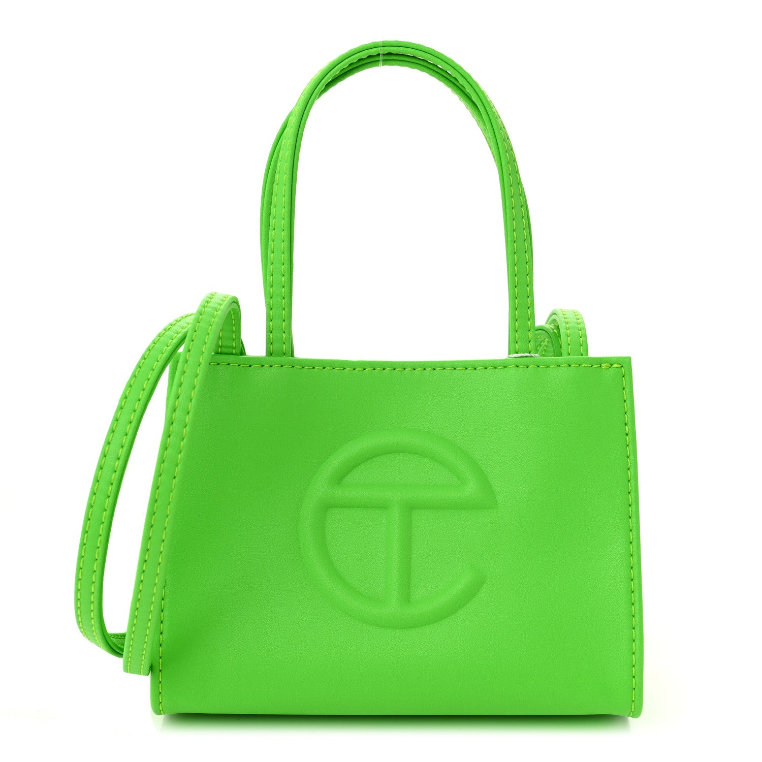 Telfar Vegan Leather Small Shopping Bag Highlighter Green 1 of 10