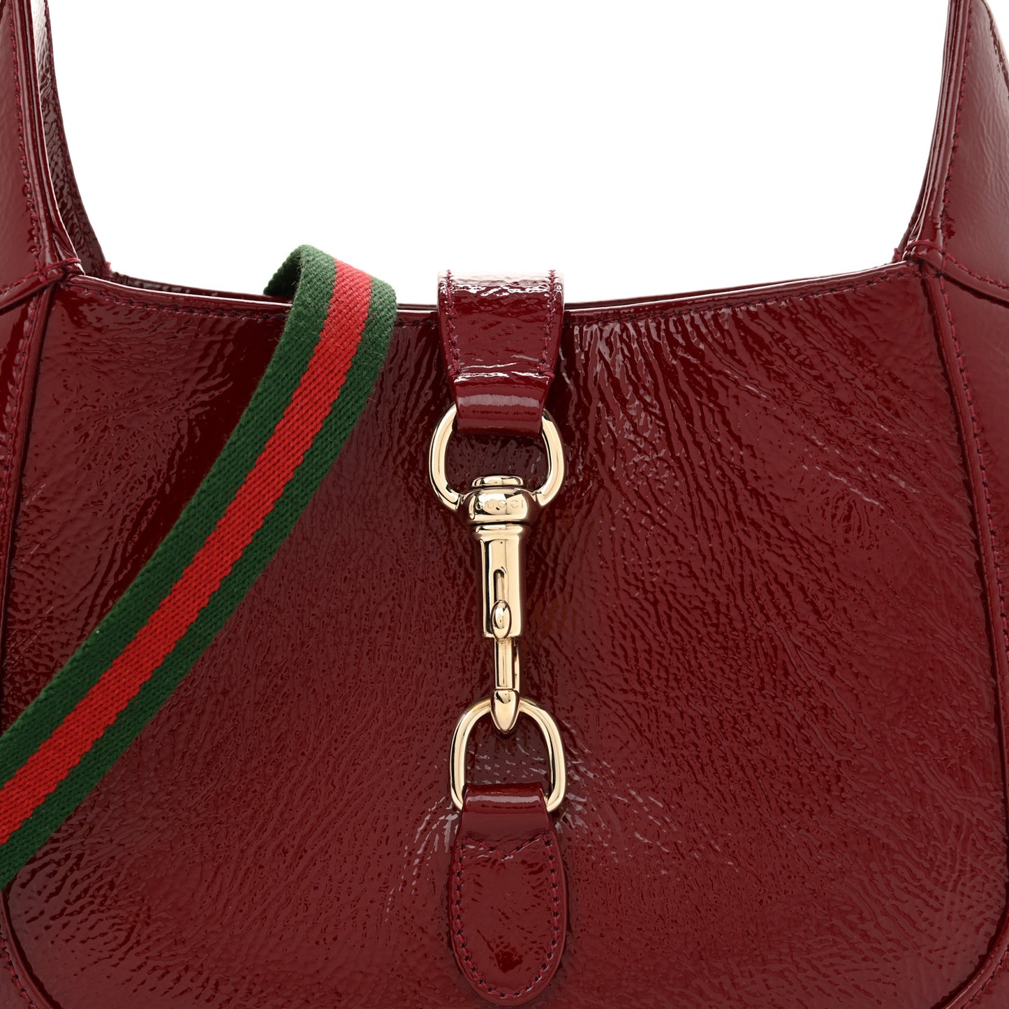 Patent Calfskin Small Jackie Shoulder Bag Rosso
