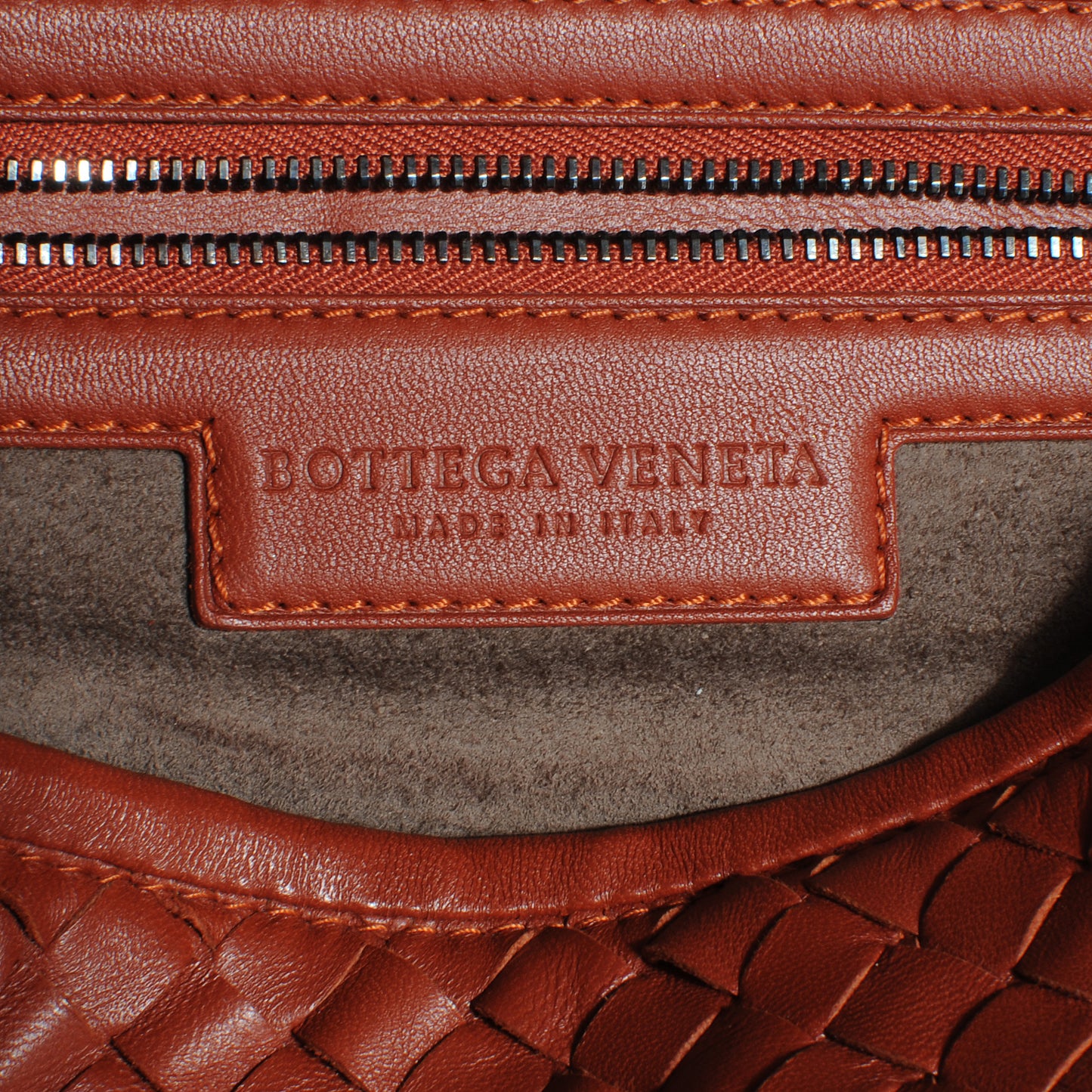 Nappa Intrecciato Large Belly Veneta Hobo Rust