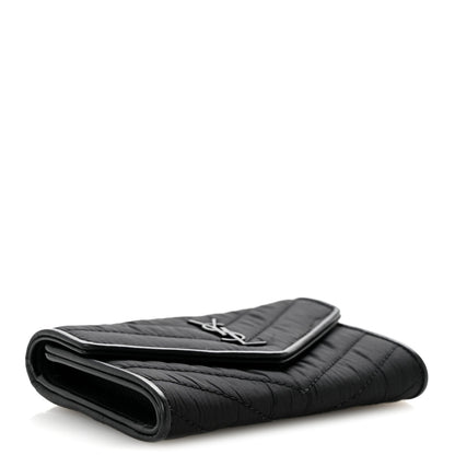 Saint Laurent Calfskin Nylon Matelasse Chevron Small Monogram Envelope Wallet Black 4 of 7