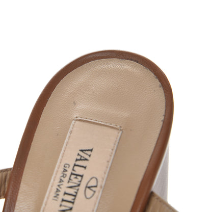 Valentino Garavani Calfskin Nappa Rockstud 60mm Caged Slide Sandals 36.5 Tobacco 11 of 13